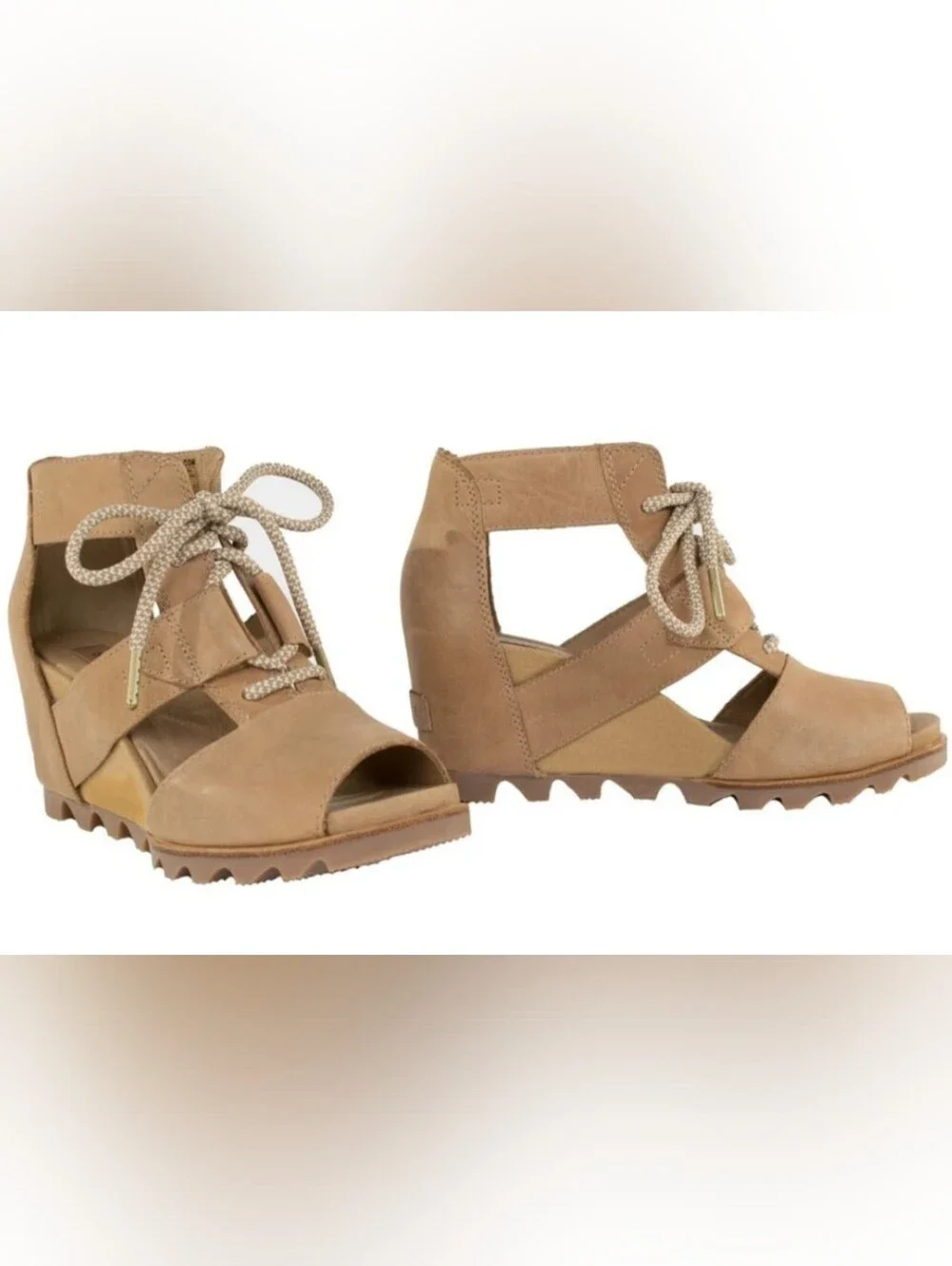 Sorel Joanie Lace-Up Wedge Sandals Size 8 Used Great